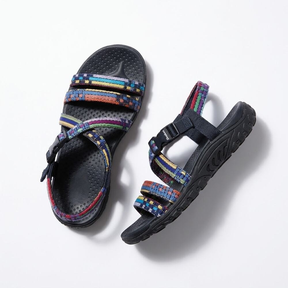 Skechers Woven Textile Multi-Color Crisscross Sport Sandals Womens 7